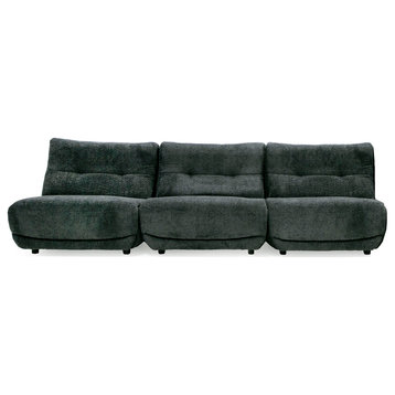 Divani Casa Basil - Modern Dark Grey Fabric Large Sofa With 3 Electric Recliners