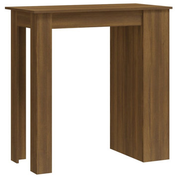 vidaXL Bar Table Kitchen Table Bistro Table with Shelf Brown Oak Engineered Wood