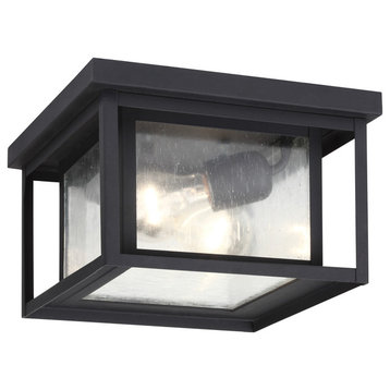 Sea Gull Lighting 2-Light Outdoor Flush Mount, Black