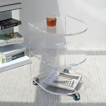 Modern Glass and Lucite Side End Tables