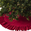 Geneviève Ruffled Design Cotton Holiday Christmas Tree Skirt, Red