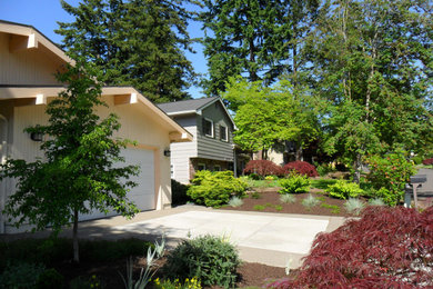 Design ideas for a mid-sized traditional front yard concrete paver landscaping in Portland.