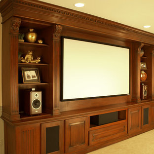 Inspiration for a home theater remodel in Newark