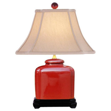 Beautiful Red Porcelain Jar Table Lamp, 19"