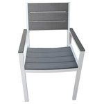 Meldecco - Meldecco-Winston Patio Dining Chair, White/Gray - The frame is constructed from a hardened T6 aircraft quality grade aluminum. It is welded by hand and is powder coated, so the frame will never rust and will withstand the harshest of weather conditions. It is lightweight but extremely strong. The wood is a composite material made of virgin polyethylene and ashwood. It is UV protected to look brilliant for years to come!