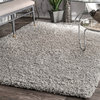 Cozy Soft and Plush Solid Easy Shag Area Rug, Silver, 5'3"x8'