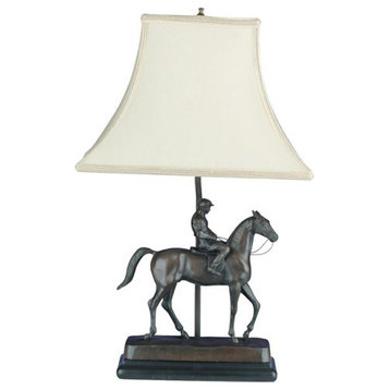 Table Lamp Jockey Mount Horse Equestrian Hand Painted OK Casting Made