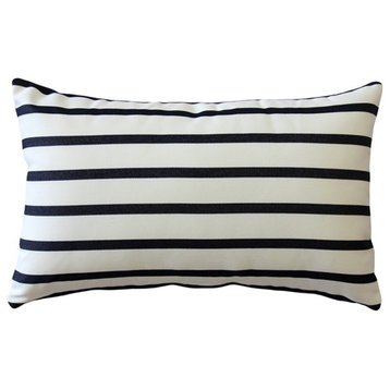 Pillow Decor, Sunbrella Lido Indigo Stripes Outdoor Pillow, 12"x20"