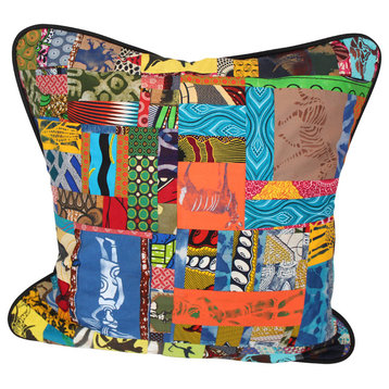 Patchwork Quilt African Square Pillow Case | 26" Cover Block Print Kudu Floor