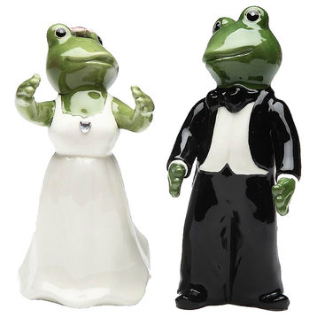 Frog Wedding Couple Salt and Pepper Set, Bride and Groom