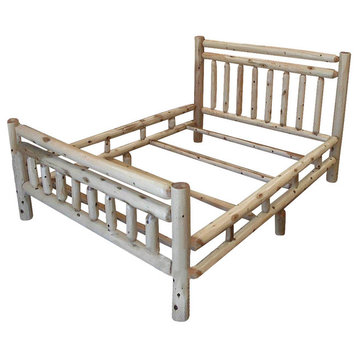White Cedar Log Mission Bed with Double Top and Side Rail, Twin