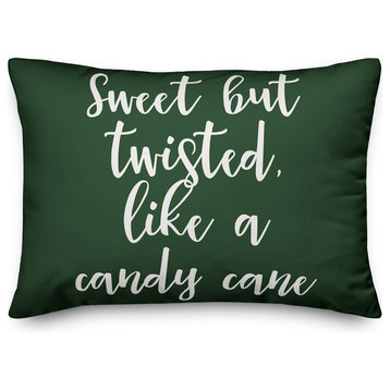 Sweet But Twisted Like A Candy Cane, Dark Green 14x20 Lumbar Pillow