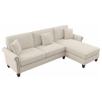 Coventry Sectional with Rev. Chaise in Cream Herringbone Fabric