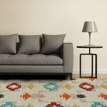 Feizy Fariza Rug in Ivory and Crimson