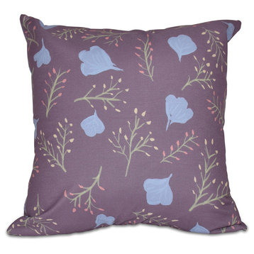Spring Blooms, Floral Print Outdoor Pillow, Purple, 18"x18"
