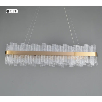 Rectangular frosted matte glass hanging Led chandelier for living room, bedroom, L31,5