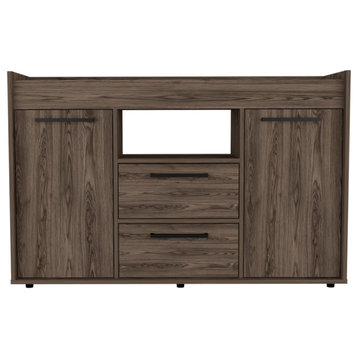 Ilumina Sideboard with 2 Cabinets, 2 Drawers, and 1 Open Shelf, Dark Walnut