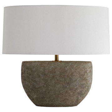 Odessa Table Lamp 1-Light Fossil  Brass White Linen Shade/Matching Lining 26"H