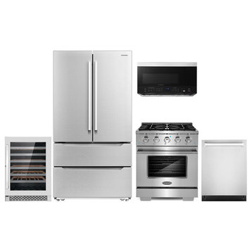 5PC Kitchen Package with 30" Over the Range Microwave & 30" Gas Range