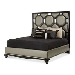 AICO Furniture - After Eight Queen Upholstered in Titanium - 19000-88 - Bedroom Products