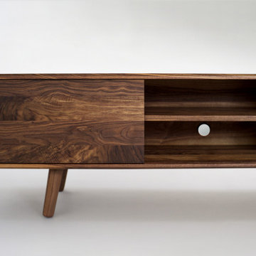 Solid Black Walnut Media Console/ TV Stand/ Cabinet with Beveled Edges
