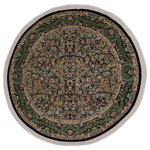 Bareens Designer Rugs - Imran Pak Persian Florida Black/Gray Wool Round - 8'2'' x 8'2'' - Designed with mesmerizing intricacy and gorgeous color palette, this hand-knotted masterpiece demonstrates the beauty and electrifying thrill of Pak Persian art. These meticulously hand-knotted Pak-Persian rug is made with pure wool and features breathtaking traditional, transitional, and tribal designs in bold luxurious color pallets. Known for their intricate designs these rugs are a reproduction of Persian rugs, made in Pakistan with unique Mughal designs. Made by master weavers using the same Persian texture, design and dying technique, we wanted to produce the most significant manifestation of Persian art, life, and culture. This rug is most famous for its exceptional quality, incredible designs, patterns, and vibrant rich color. Pak-Persian rugs made with Persian weave with high knot counts, which enables the high intricacy and detail found in the patterns are also referred to as "State of art", each color adds a rich beautiful detail in the artwork of this rug. The design, color, and beautiful chromatic composition with a vibrant sheen with intricate designs, exude beauty, elegance, and quality make this rug a masterpiece of its own.