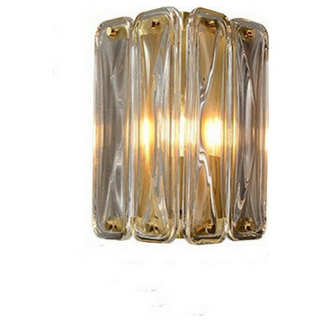 Luxury Glass Wall Lamp, Post Modern Style, L7.1xw4.7xh9.8", Cool Light