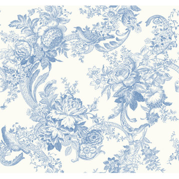Carmel Light Blue Baroque Florals Wallpaper Bolt