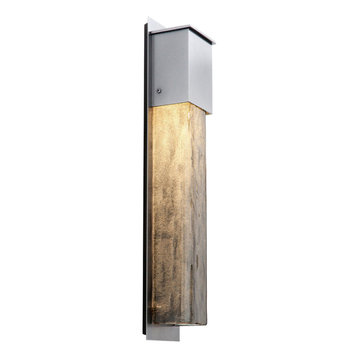 Outdoor Square Cover Sconce 23" H, Argento Grey, Smoke Granite