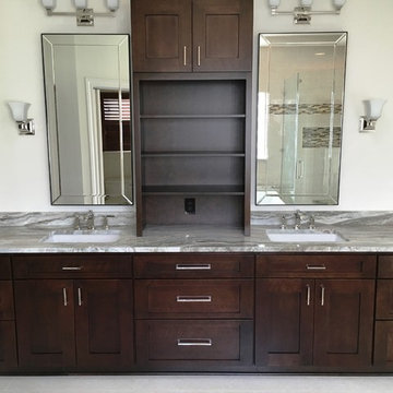MASTER BATHROOM - Free Standing Tub / Crema Marfil Tile / White Reef Granite