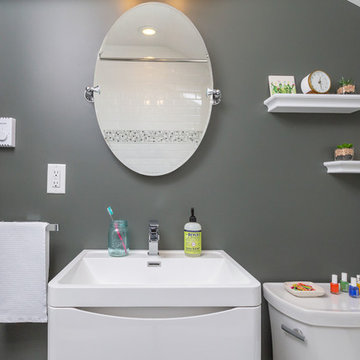 Mt. Airy, Philadelphia: Classic Bathrooms with Custom Wall Tile and Dark Accents