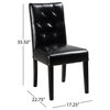 GDF Studio Waldon Leather Dining Chair, Set of 2, Black, Bonded Leather