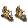 60901, Set of 2 Set Turtle on a Motorcycle Solar LED Accent Light Statue