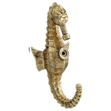 Steampunk Seahorse Wall Hook, Antique Gold