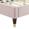 Platform Bed Frame, Full Size, Velvet, Pink, Modern Contemporary, Bedroom Master