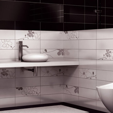 Cerim Bloom Super White and Black Bathroom