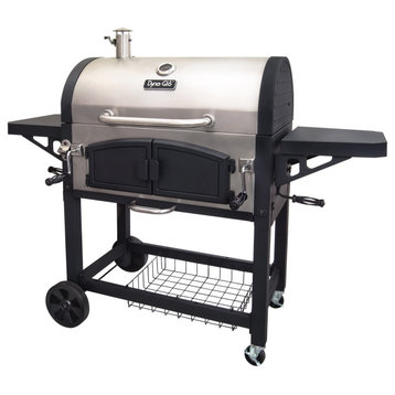Dyna-Glo DGN576SNC-D Dual Chamber Charcoal BBQ Grill - Stainless Steel