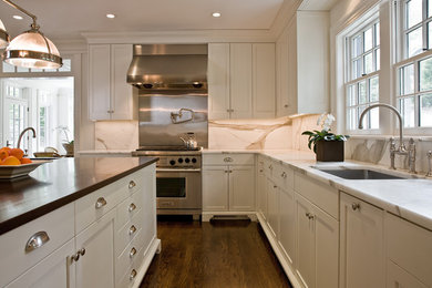 Inspiration for a timeless kitchen remodel in Boston with stainless steel appliances