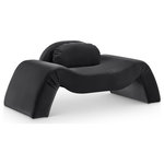 Meridian Furniture - Austin Upholstered Chair, Black, Velvet, Accent Chair - Dare to be different with the Austin black velvet accent chair. Its avant-garde design and luxurious velvet upholstery offer a truly unexpected seating experience. The chair is a modern marvel that redefines comfort and style with its innovative design to create a truly unforgettable piece.