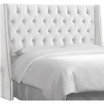 Skyline Furniture Mfg. - Williams Full Nail Button Wingback Headboard, Mystere Snow - This gorgeous full Button Tufted Headboard features a wingback design with luxurious velvet upholstery. With deep diamond tufting, soft foam padding and a silver nail trim, it makes a deliciously soft and stylish addition to a classic bedroom. Drawing on a diverse range of design traditions, Skyline Furniture Mfg Inc offers classic pieces with a timeless character. The company combines expert craftsmanship with fine natural materials to guarantee aesthetically pleasing and long-lasting products.