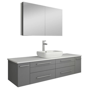 Fresca Lucera 60" Modern Wood Bathroom Vanity with Medicine Cabinet in Gray