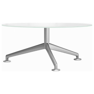 Renato 27" Side Table in White with Brushed Aluminum Base