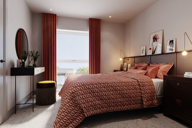 This is an example of a medium sized modern master bedroom in Dorset.