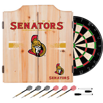 NHL Dart Cabinet Set With Darts and Board, Ottawa Senators
