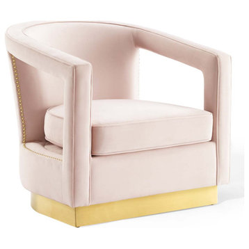 Frolick Performance Velvet Armchair, Pink