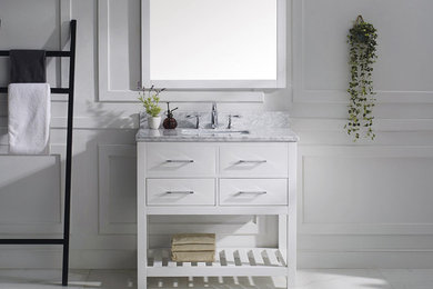 Caroline Estate 36" Single Bathroom Vanity in White with Marble Top and Square S