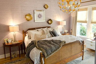 Inspiration for a mid-sized master bedroom remodel in Other with gray walls