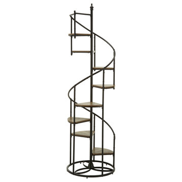 Randi Black Finish Metal Spiral Staircase Display Shelf