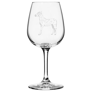 Appaloosa, Body Horse Themed Etched All Purpose 12.75oz. Libbey Wine Glass