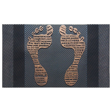 Outdoor Mat, Natural Rubber, 18"x30" Heavy Duty Doormat, Funny Feet Bronze